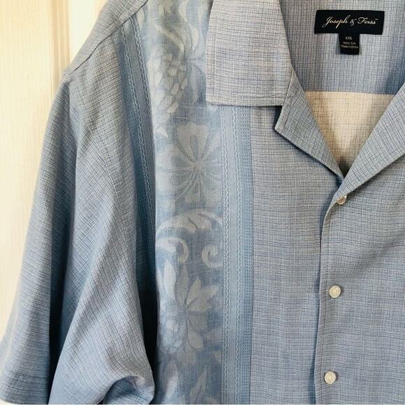 Joseph & Feiss Men's Hawaiian button down 100% silk Blue XXL with floral… - Picture 3 of 7